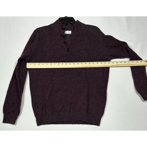 Toscano Firenze Mens Large Burgundy Sweater Wool Blend Henley Button Neck Marble - Picture 5 of 11